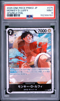 2025 One Piece Japanese PRB02 One Piece Card the Best Vol.2 Monkey D. Luffy #075 Sparkle Foil — PSA 9 — front