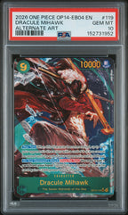 2026 One Piece OP14-EB04 The Azure Sea's Seven Dracule Mihawk #119 Alternate Art — PSA 10 — front
