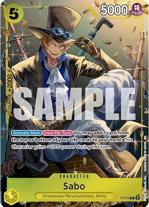 04 Sabo (Tin Pack Set Vol. 2) P-073 | One Piece Promotion Cards | English - Sabo (Tin Pack Set Vol. 2) P-073 — catalogue image