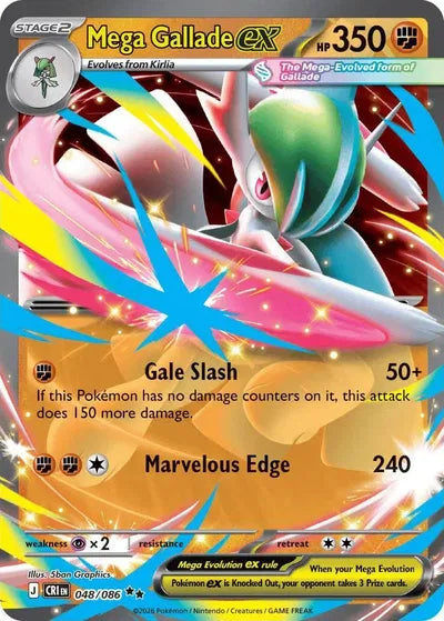 25 Mega Gallade ex 048/086 | Chaos Rising - Mega Gallade ex 048/086, Chaos Rising — catalogue reference image — PR Section 1A