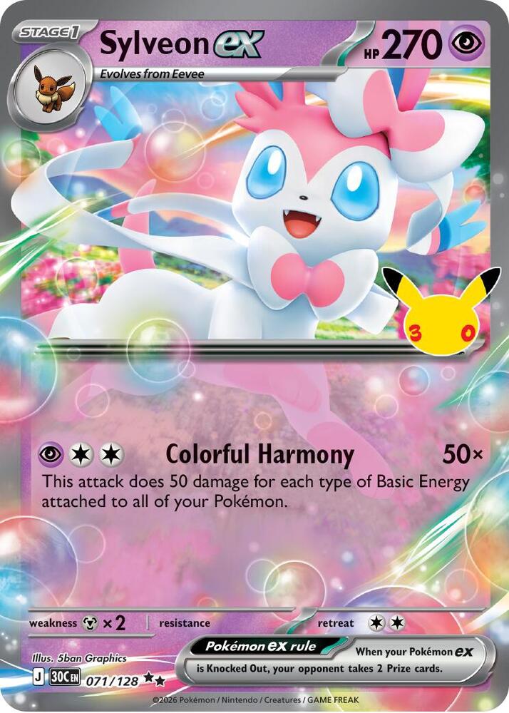 09 Sylveon ex 071/128 | 30th Celebration - Sylveon ex 071/128, catalogue image — PR Section 1A