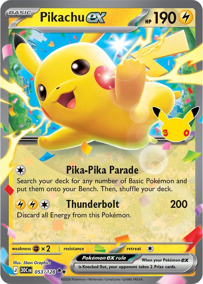 Pikachu ex 053/128, catalogue image — PR Section 1A
