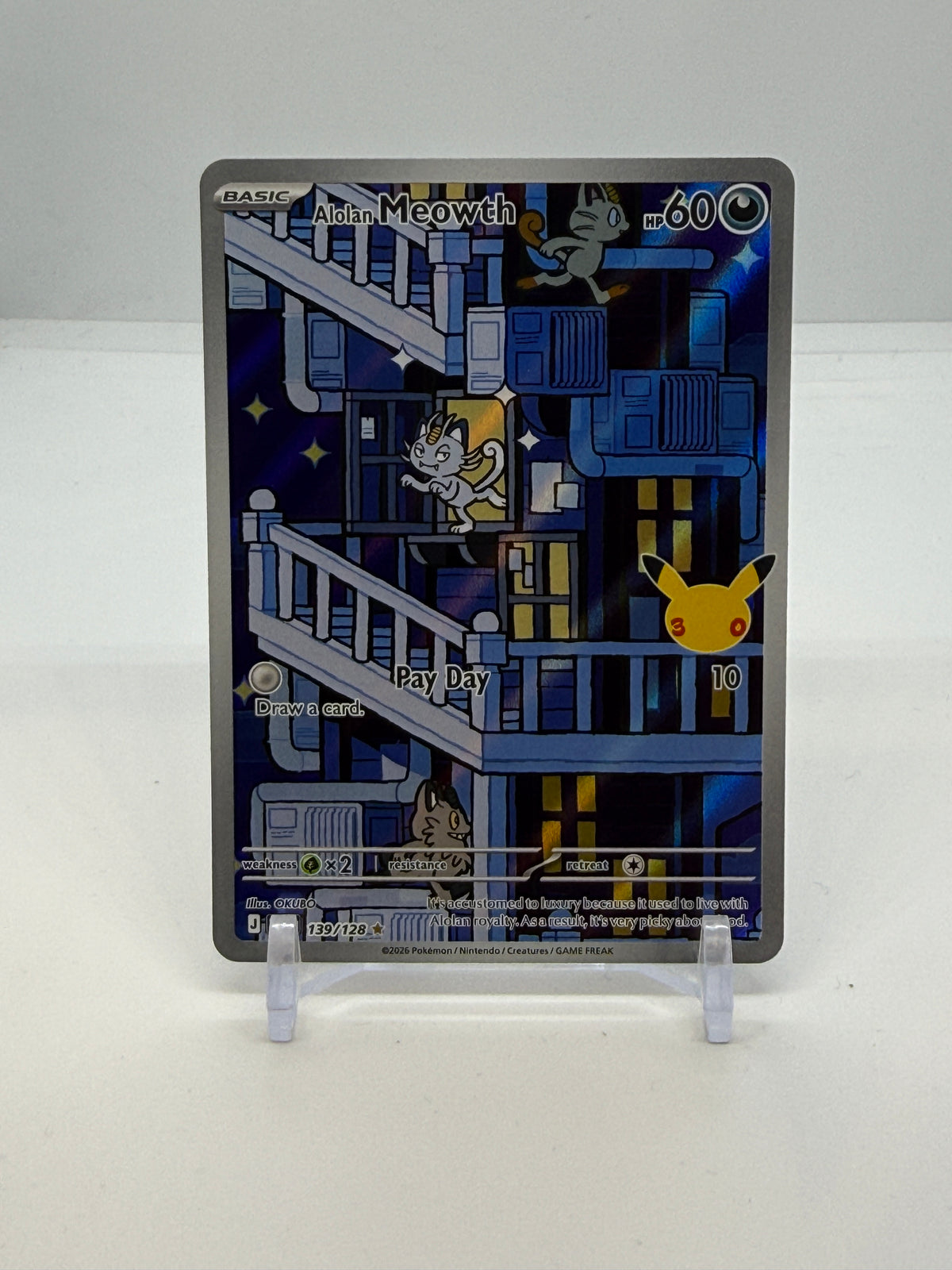 Alolan Meowth 139/128, actual card copy 1 front — PR Section 1A
