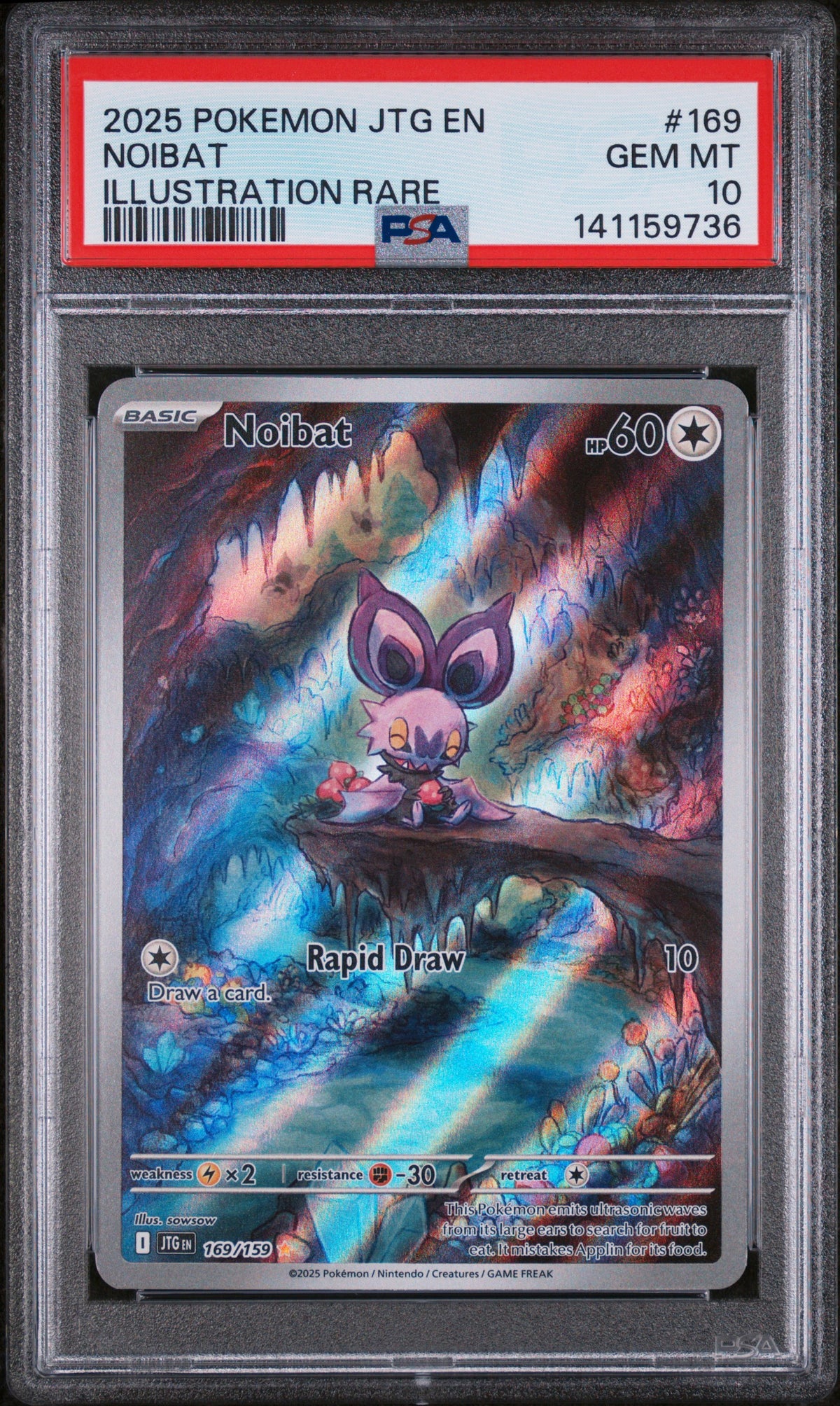 2025 Pokémon Journey Together Noibat Illustration Rare #169 — PSA 10 — cert 141159736 — front