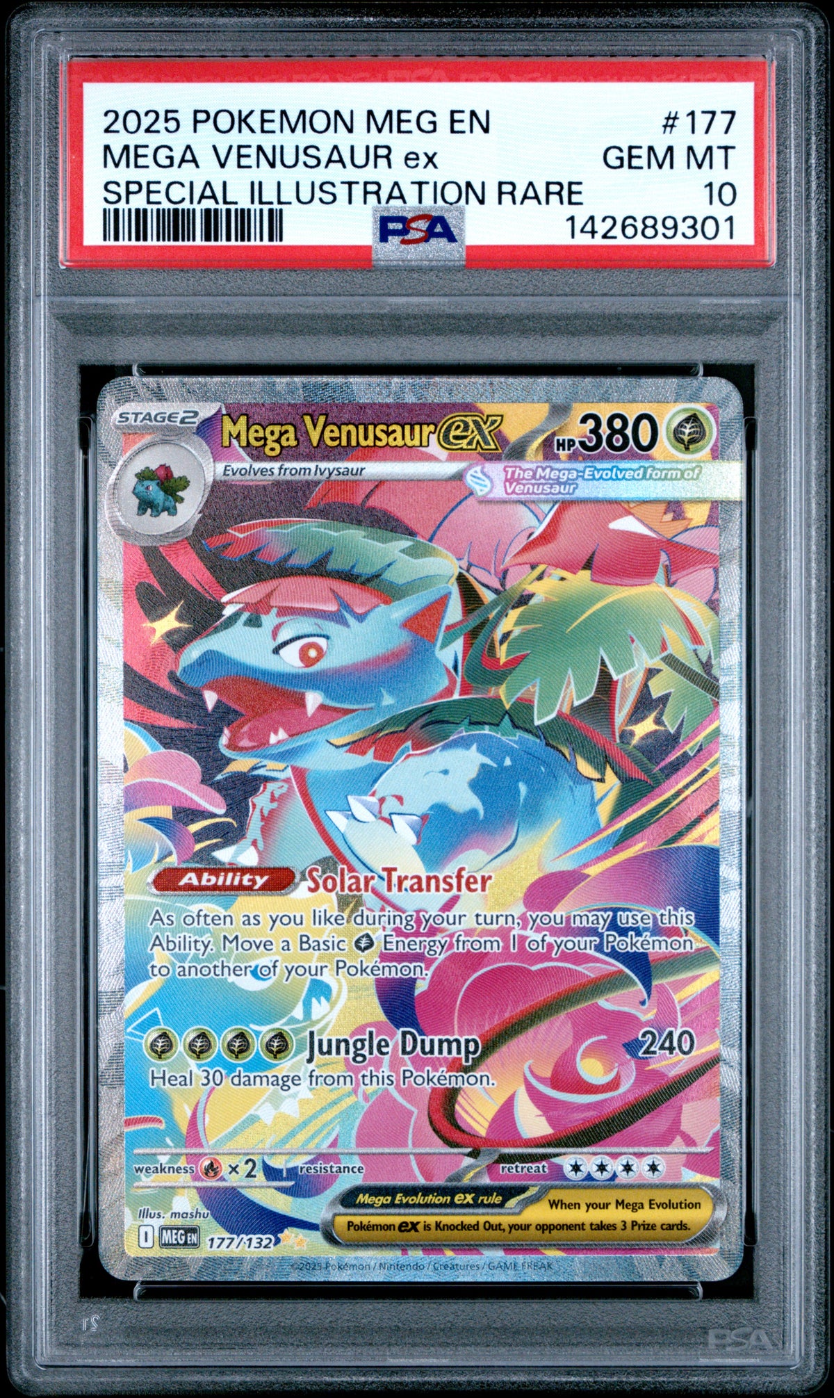 2025 Pokémon Mega Evolution Mega Venusaur ex Special Illustration Rare #177 — PSA 10 — cert 142689301 — front