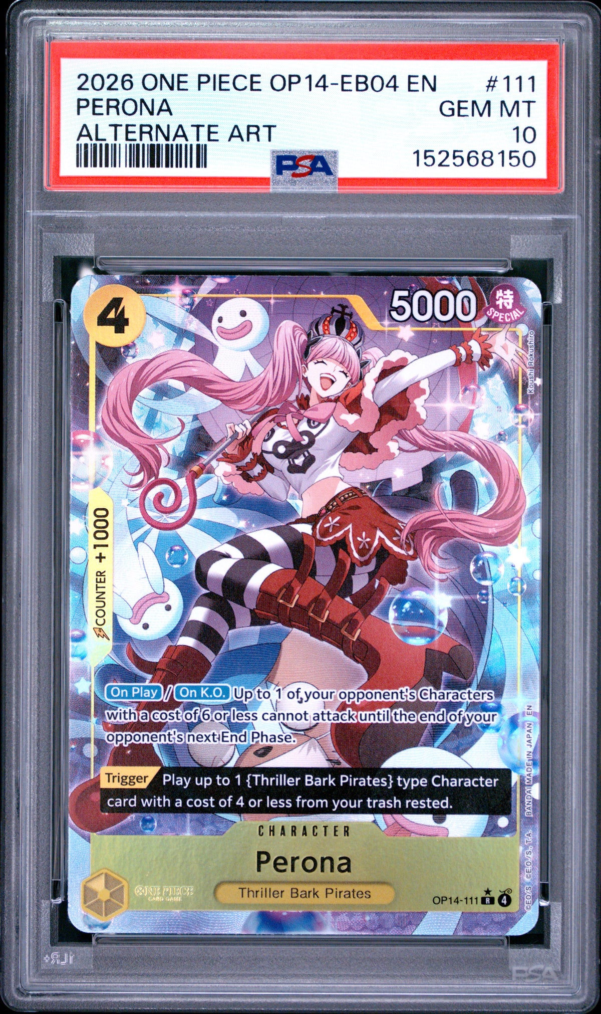 2026 One Piece Op14-Eb04-The Azure Sea's Seven Perona Alternate Art #111 PSA 10 — PSA 152568150 — front