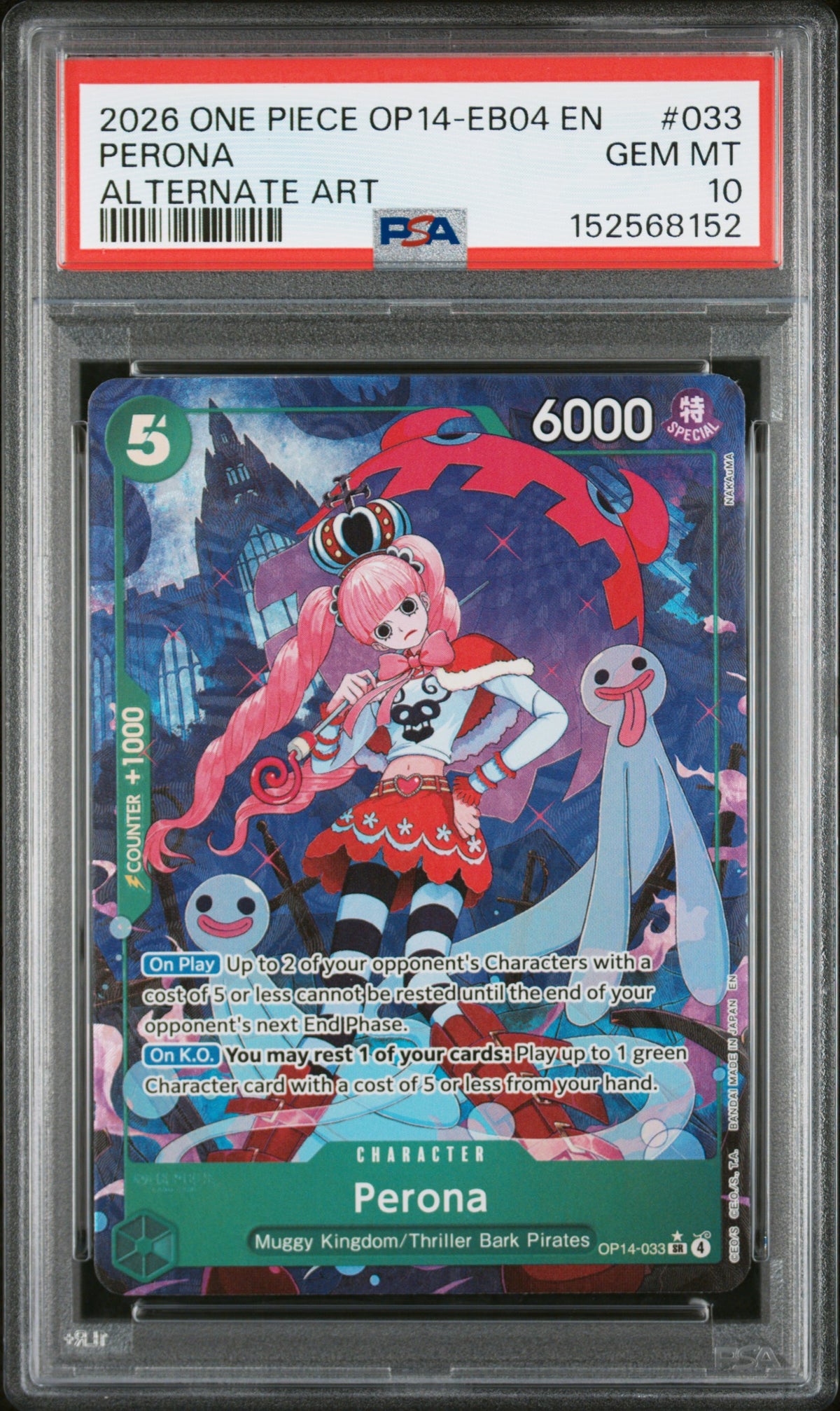 2026 One Piece Op14-Eb04-The Azure Sea's Seven Perona Alternate Art #033 PSA 10 — PSA 152568152 — front