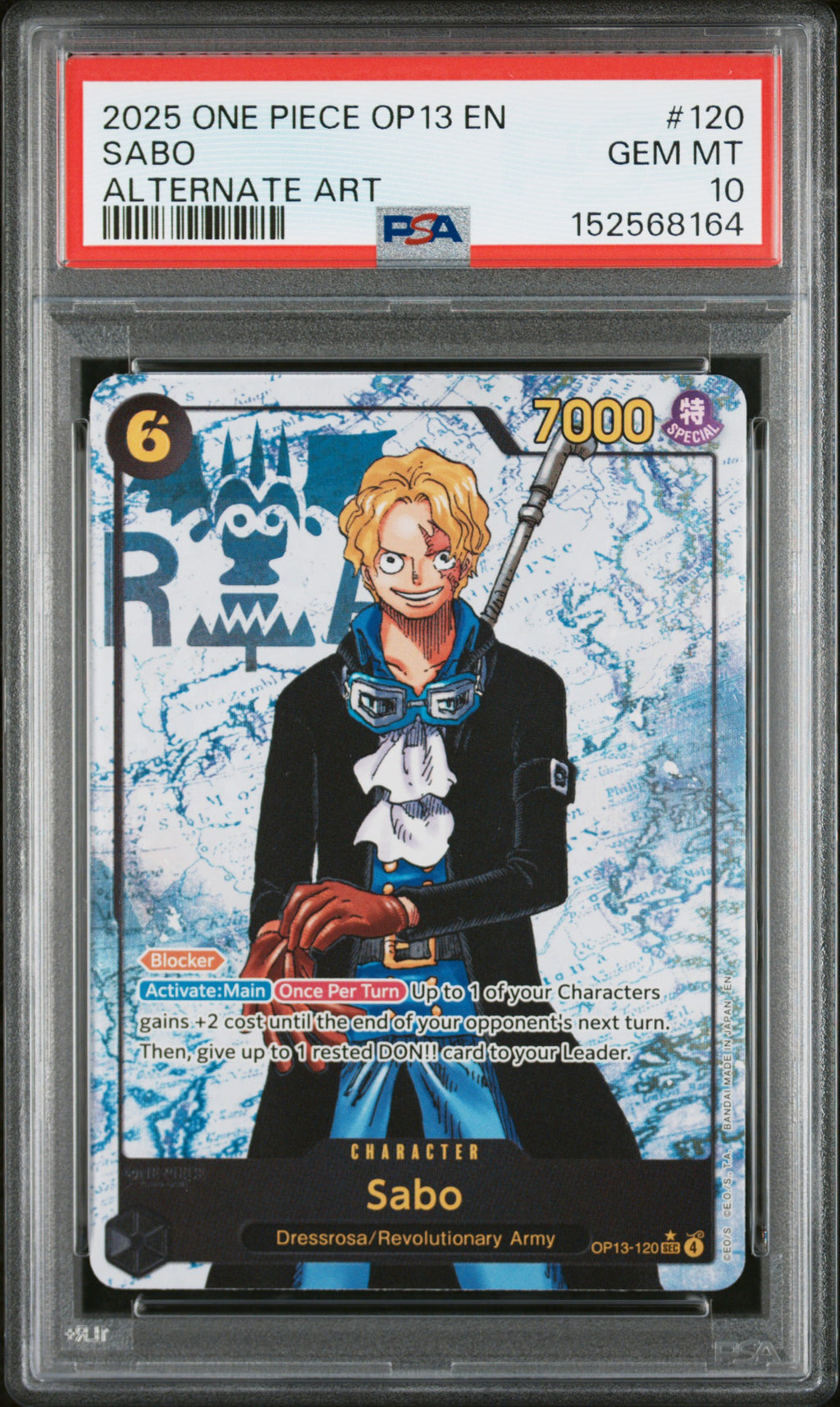 2025 One Piece Op13-Carrying on His Will Sabo Alternate Art #120 PSA 10 — PSA 152568164 — front