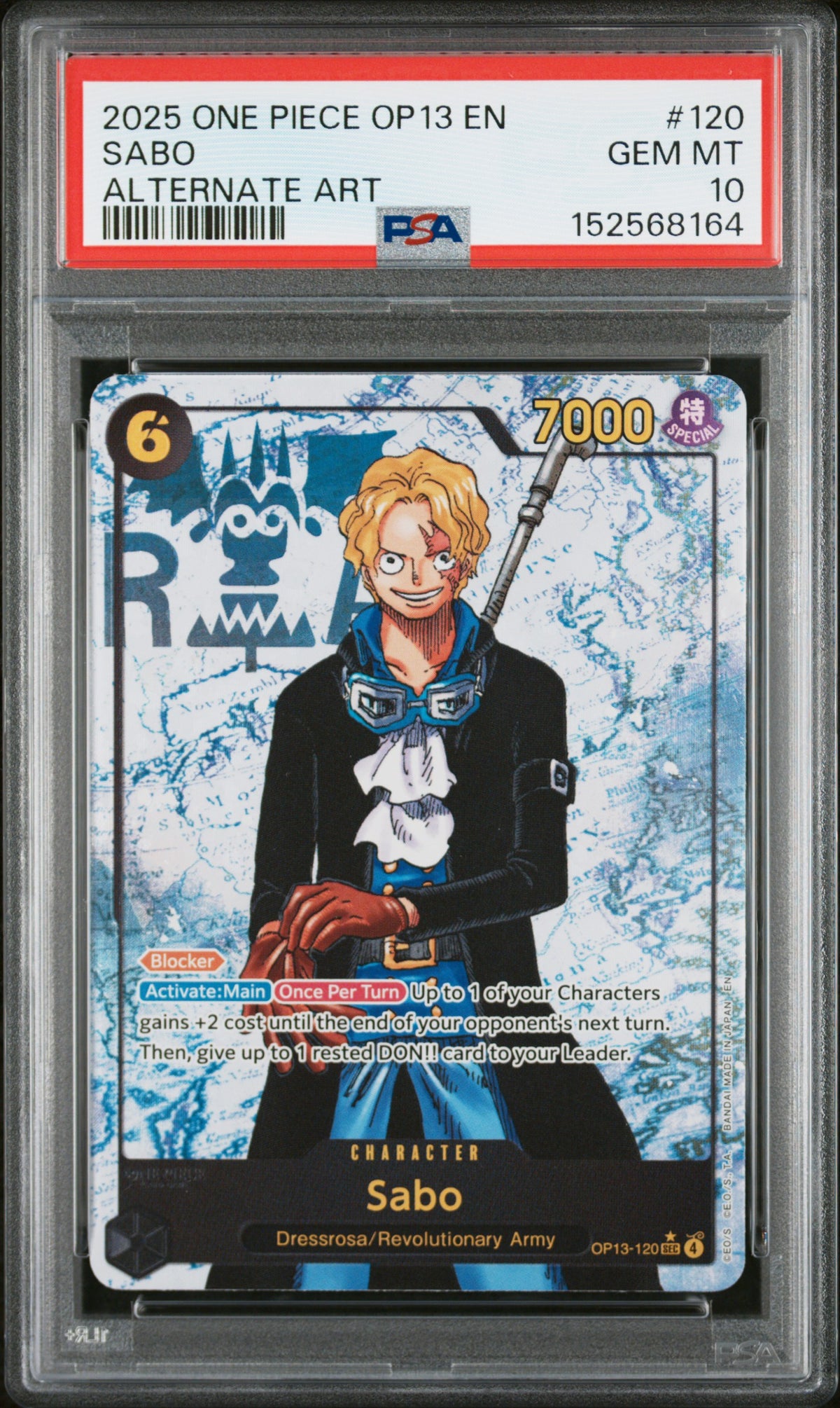 2025 One Piece Op13-Carrying on His Will Sabo Alternate Art #120 PSA 10 — PSA 152568164 — front