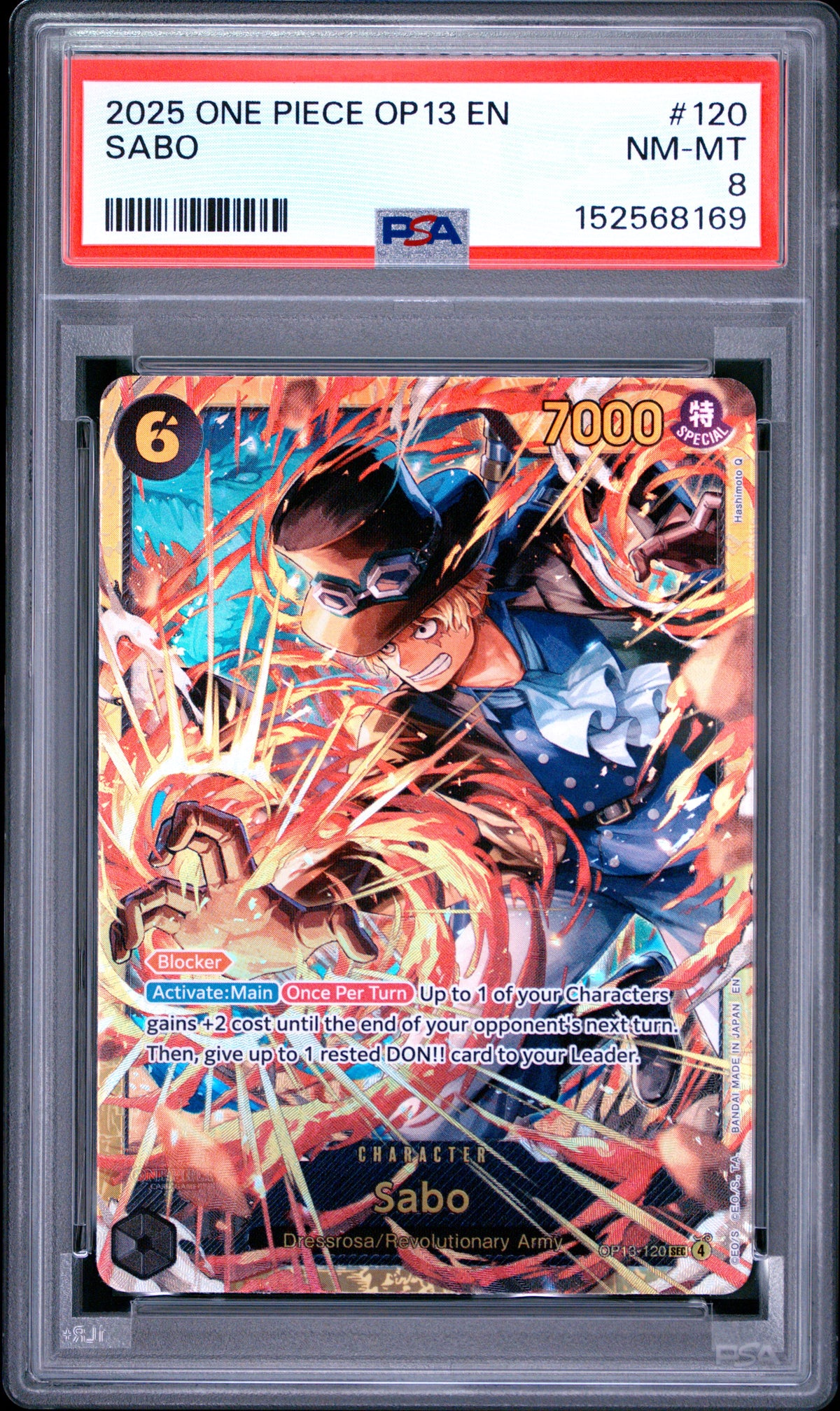 2025 One Piece Op13-Carrying on His Will Sabo #120 PSA 8 — PSA 152568169 — front