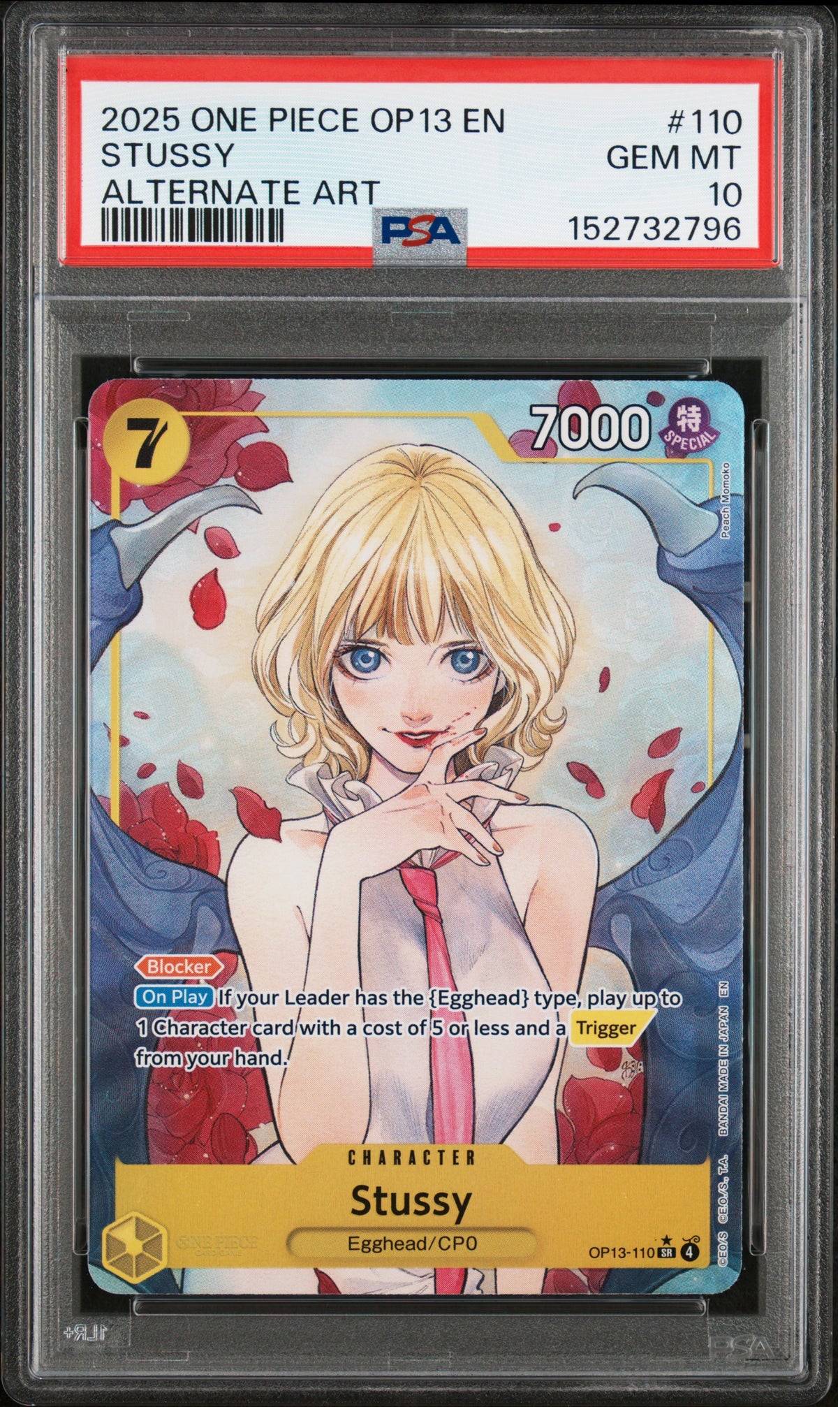 2025 One Piece Op13-Carrying on His Will Stussy Alternate Art #110 PSA 10 — PSA 152732796 — front