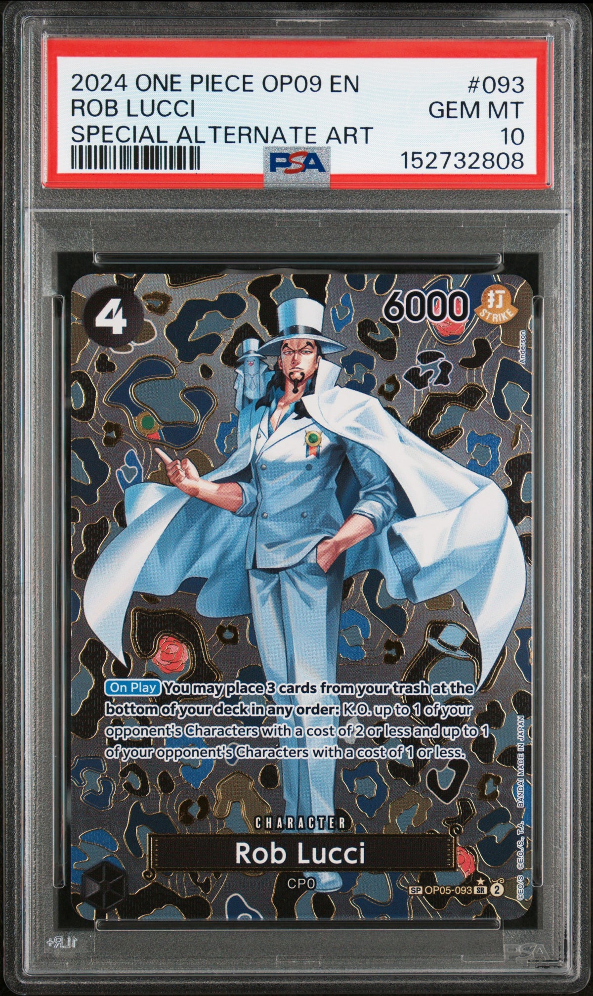 2024 One Piece Op09-Emperors in the New World Rob Lucci Special Alternate Art #093 PSA 10 — PSA 152732808 — front