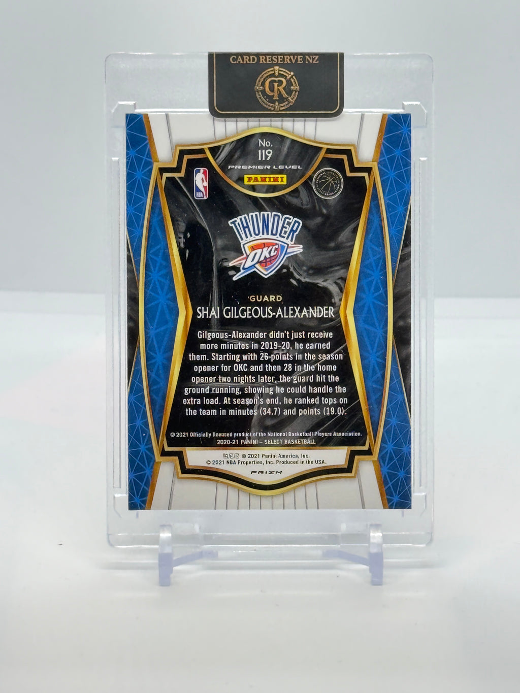 Shai Gilgeous-Alexander 2020-21 Panini Select Premier Level Silver Prizm #119 — back