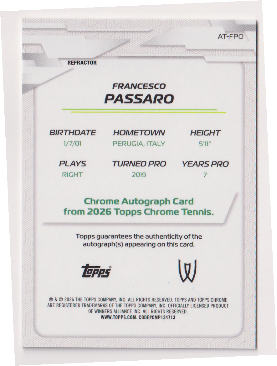 Francesco Passaro — #AT-FPO Refractor Auto RC — back