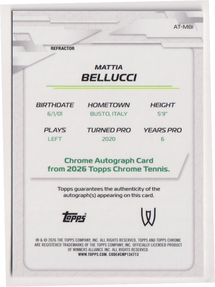 Mattia Bellucci — #AT-MBI Refractor Auto RC — back