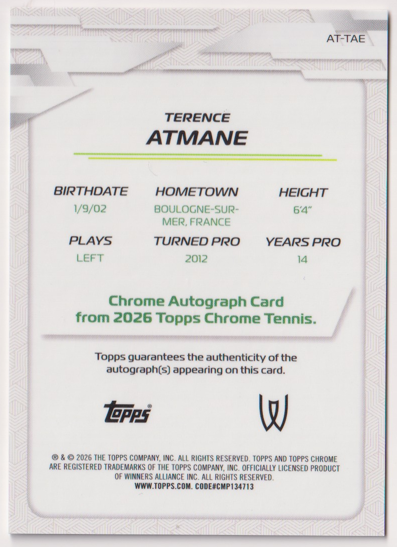 Terence Atmane — #AT-TAE Base Auto — back