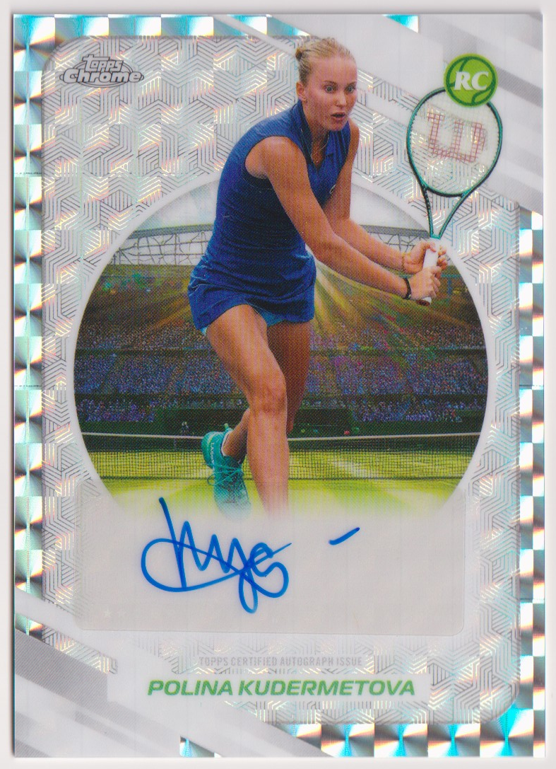 2026 Topps Chrome Tennis Polina Kudermetova Geometric Refractor Autograph RC #AT-PKA, front