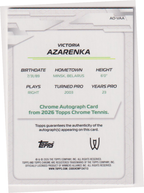 2026 Topps Chrome Tennis Victoria Azarenka Geometric Refractor Autograph #AO-VAA, back