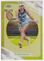2026 Topps Chrome Tennis Elena Rybakina Yellow Refractor #80 202/275, front