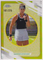 2026 Topps Chrome Tennis Marina Stakusic Yellow Refractor #165 187/275, front