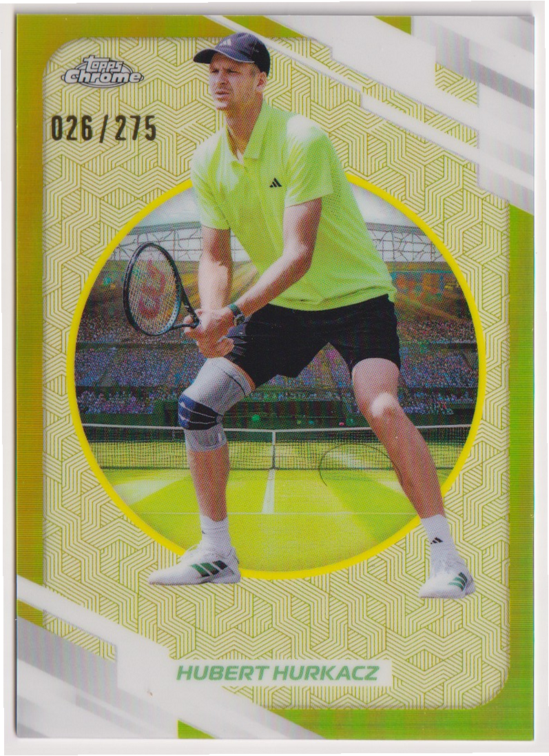 2026 Topps Chrome Tennis Hubert Hurkacz Yellow Refractor #164 026/275, front
