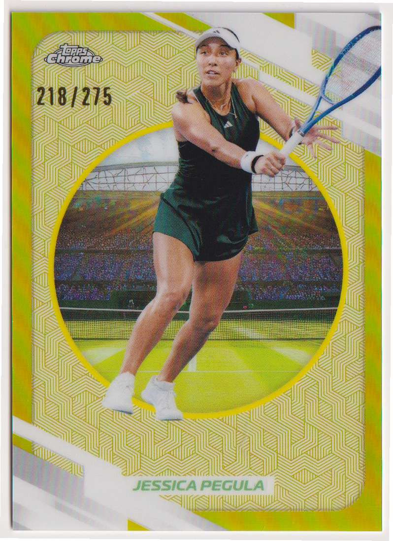 2026 Topps Chrome Tennis Jessica Pegula Yellow Refractor #75 218/275, front