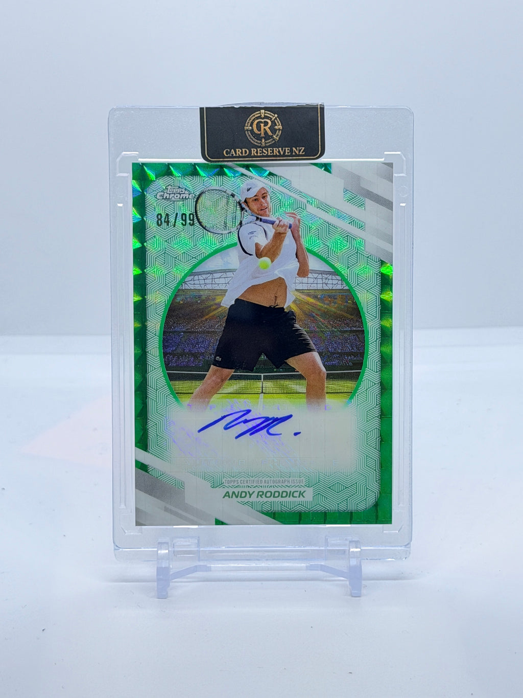 2026 Topps Chrome Tennis Andy Roddick Green Geometric Refractor Autograph #AO-ARK 84/99 — front