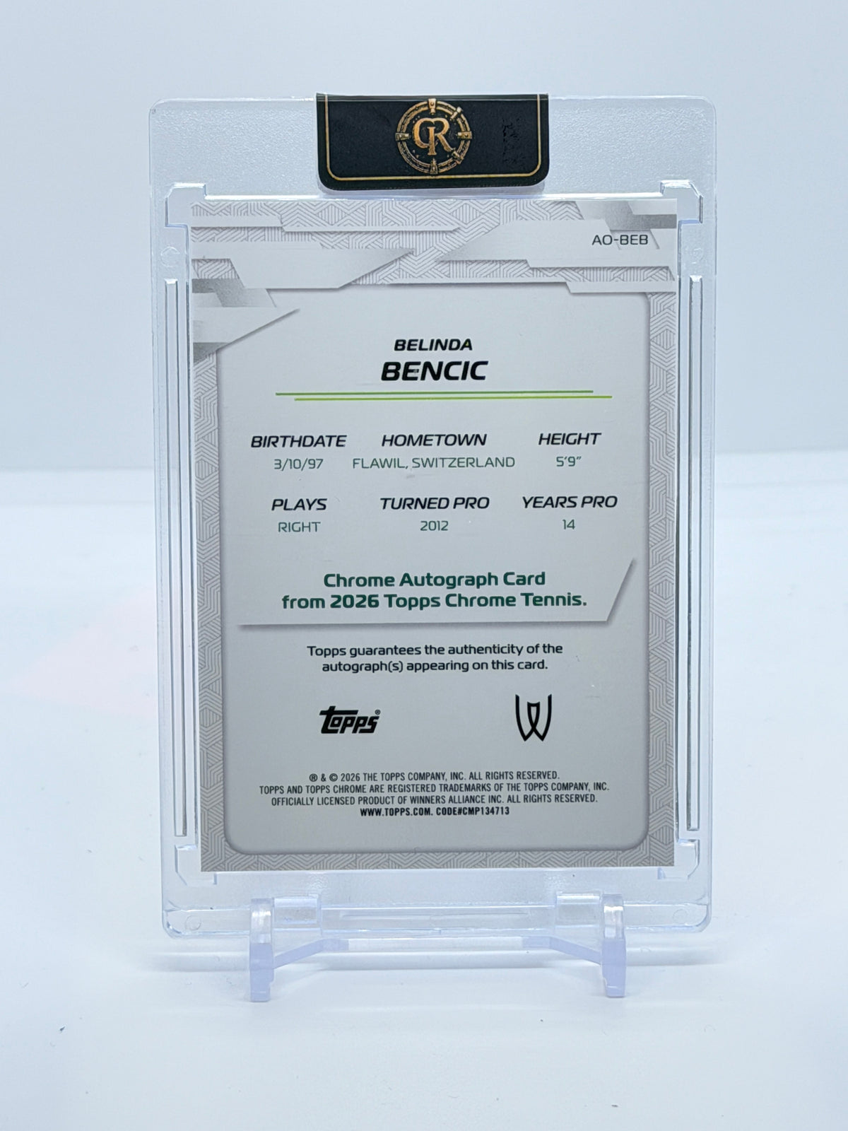 2026 Topps Chrome Tennis Belinda Bencic Gold Refractor Autograph #AO-BEB 36/50 — back