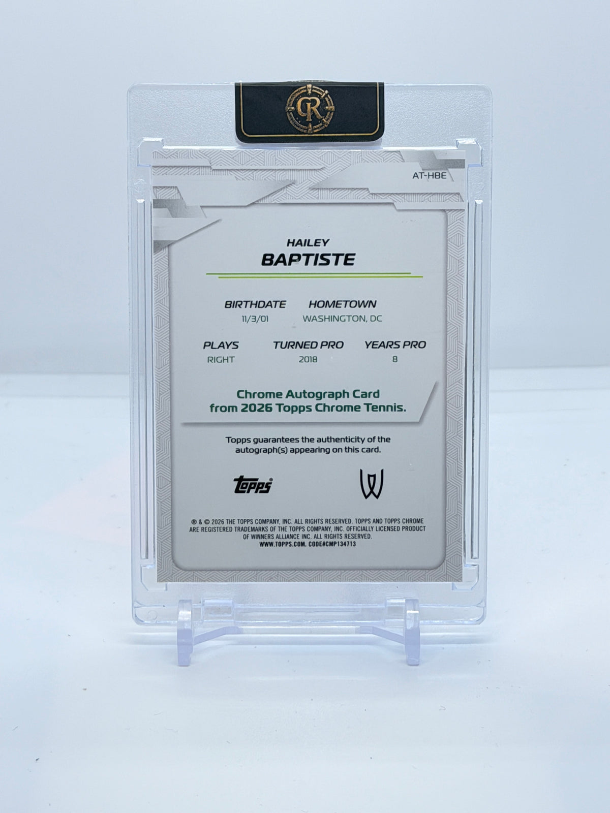 2026 Topps Chrome Tennis Hailey Baptiste Gold Refractor Autograph #AT-HBE 36/50 — back