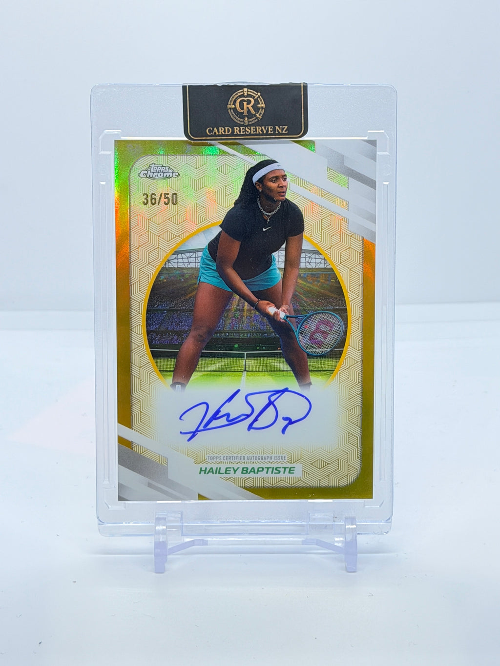 2026 Topps Chrome Tennis Hailey Baptiste Gold Refractor Autograph #AT-HBE 36/50 — front