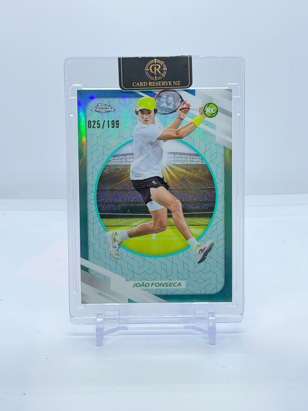 2026 Topps Chrome Tennis João Fonseca Aqua Refractor RC #23 025/199 — front