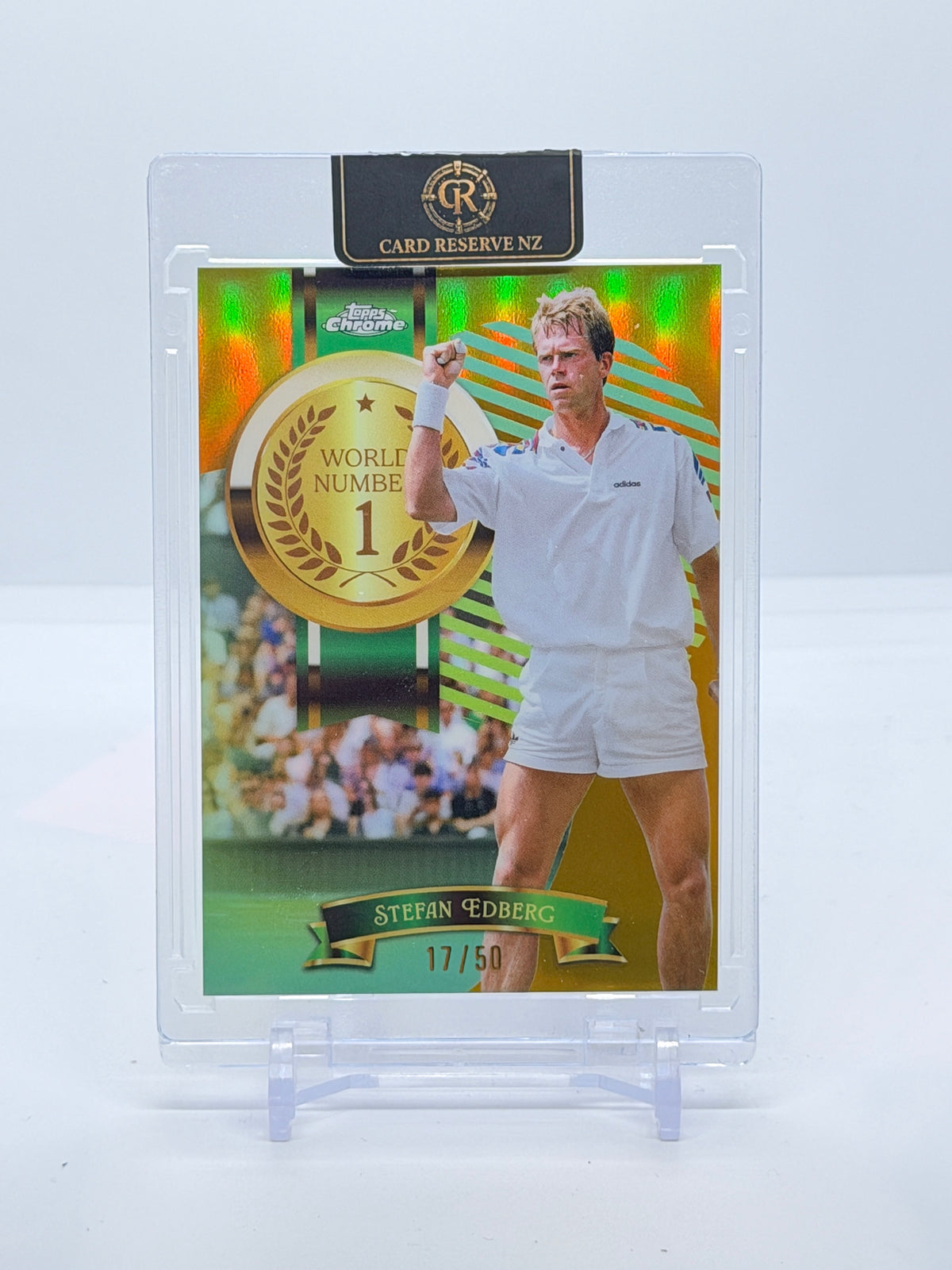 2026 Topps Chrome Tennis Stefan Edberg World Number 1 Gold Refractor #WNO-SE 17/50 — front