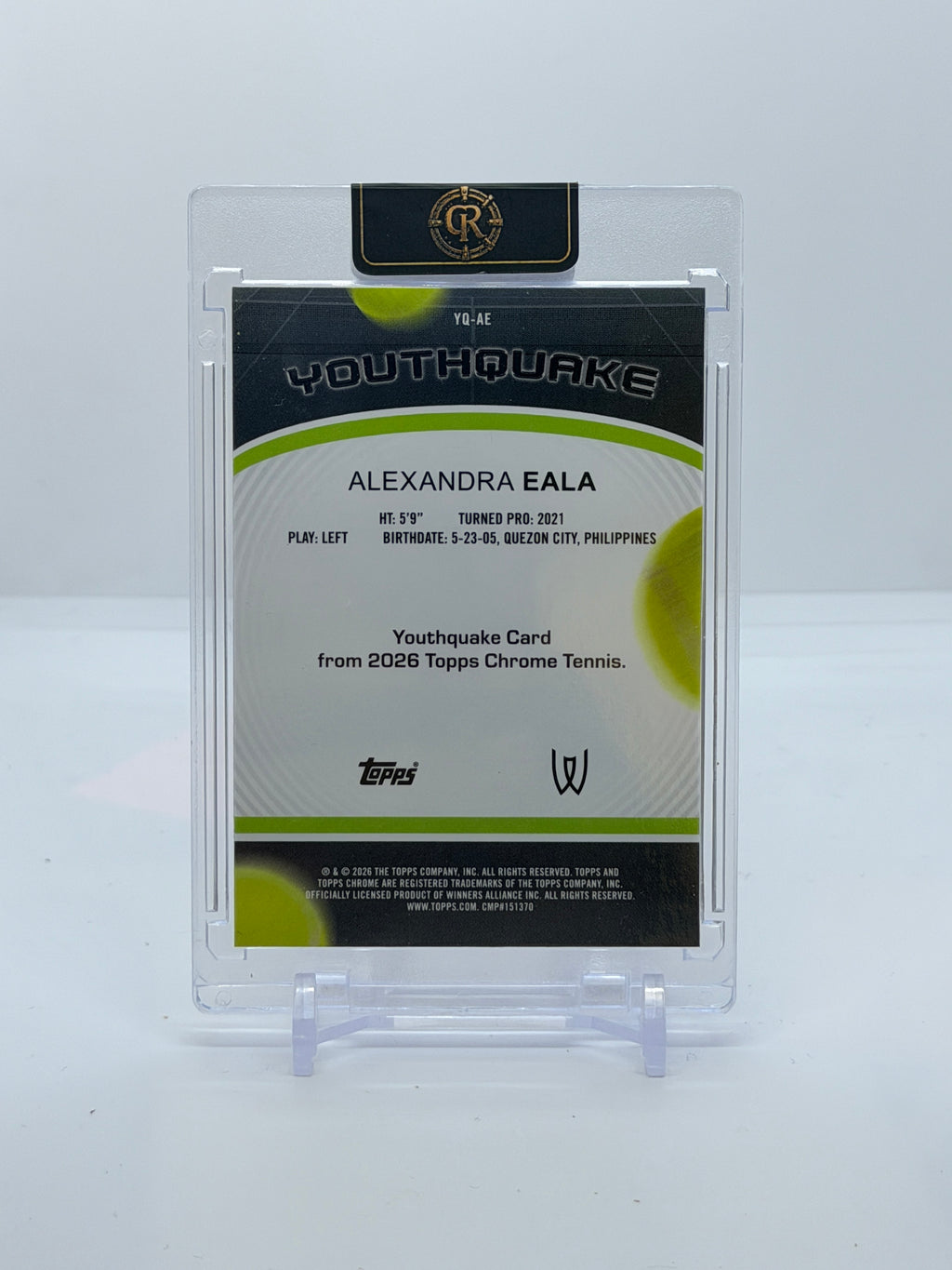 2026 Topps Chrome Tennis Alexandra Eala Youthquake #YQ-AE — back