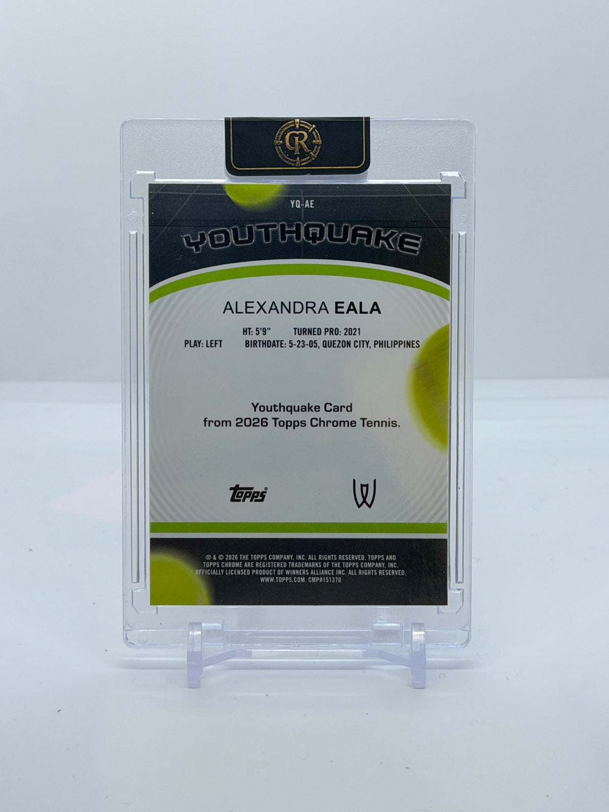 2026 Topps Chrome Tennis Alexandra Eala Youthquake #YQ-AE — back