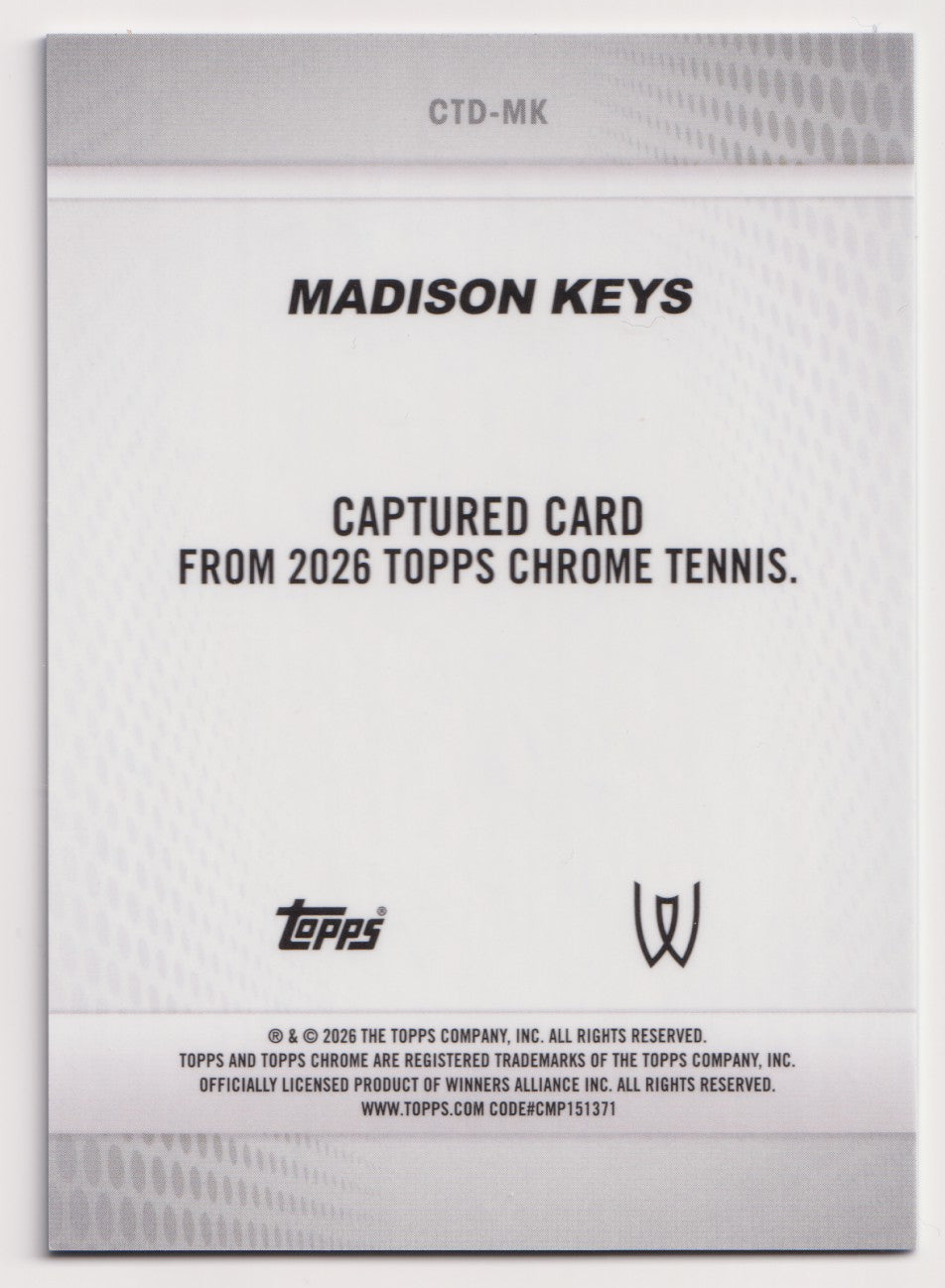 2026 Topps Chrome Tennis Madison Keys Captured Blue Refractor 123/150 — back