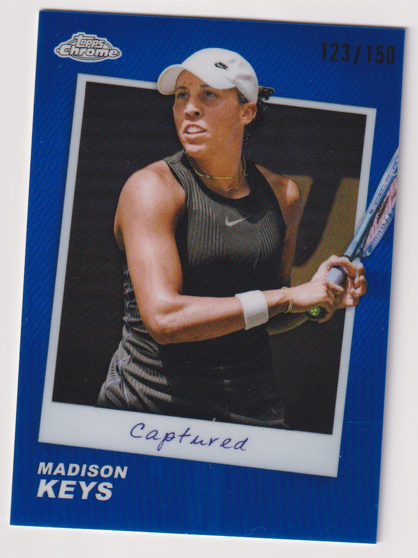 2026 Topps Chrome Tennis Madison Keys Captured Blue Refractor 123/150 — front