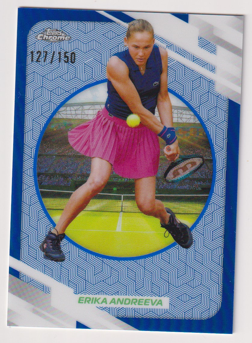 2026 Topps Chrome Tennis Erika Andreeva Blue Refractor 127/150 — front