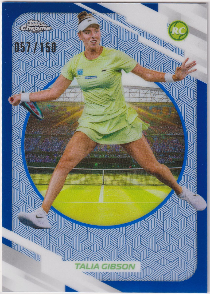 2026 Topps Chrome Tennis Talia Gibson Blue Refractor 051/150 — front