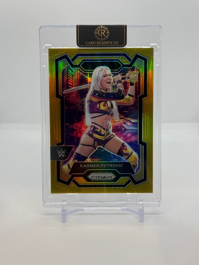 2024 Panini Prizm WWE Karmen Petrovic #107 - Gold Prizm 06/10 Rookie - Raw - front