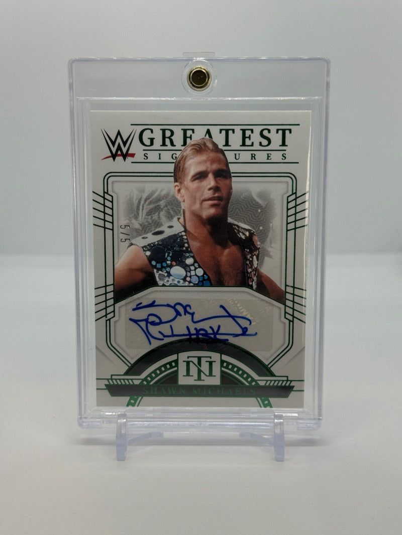 2024 Panini National Treasures WWE Shawn Michaels #WG-SHM - Greatest Signatures Emerald 5/5 - Raw - front
