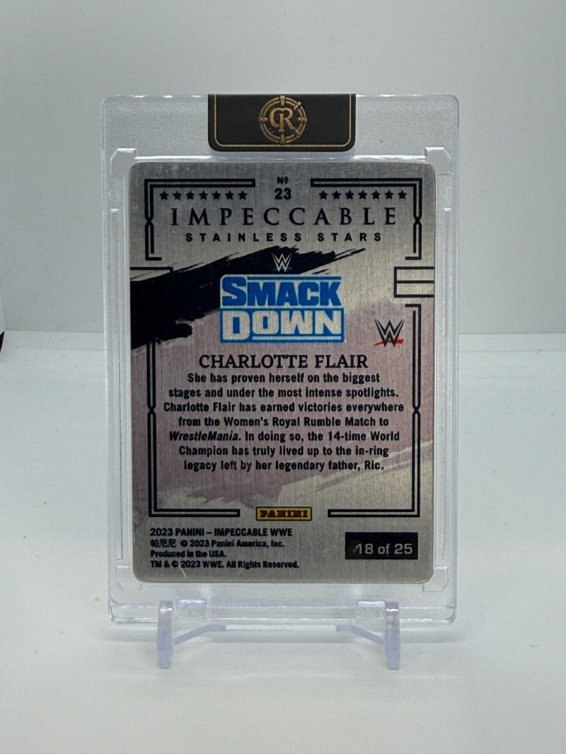 2023 WWE Impeccable Charlotte Flair #23 - Stainless Stars 18/25 - Raw - back