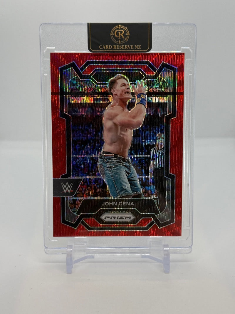 2024 Panini Prizm WWE John Cena #156 - Ruby Wave Prizm - Raw - front