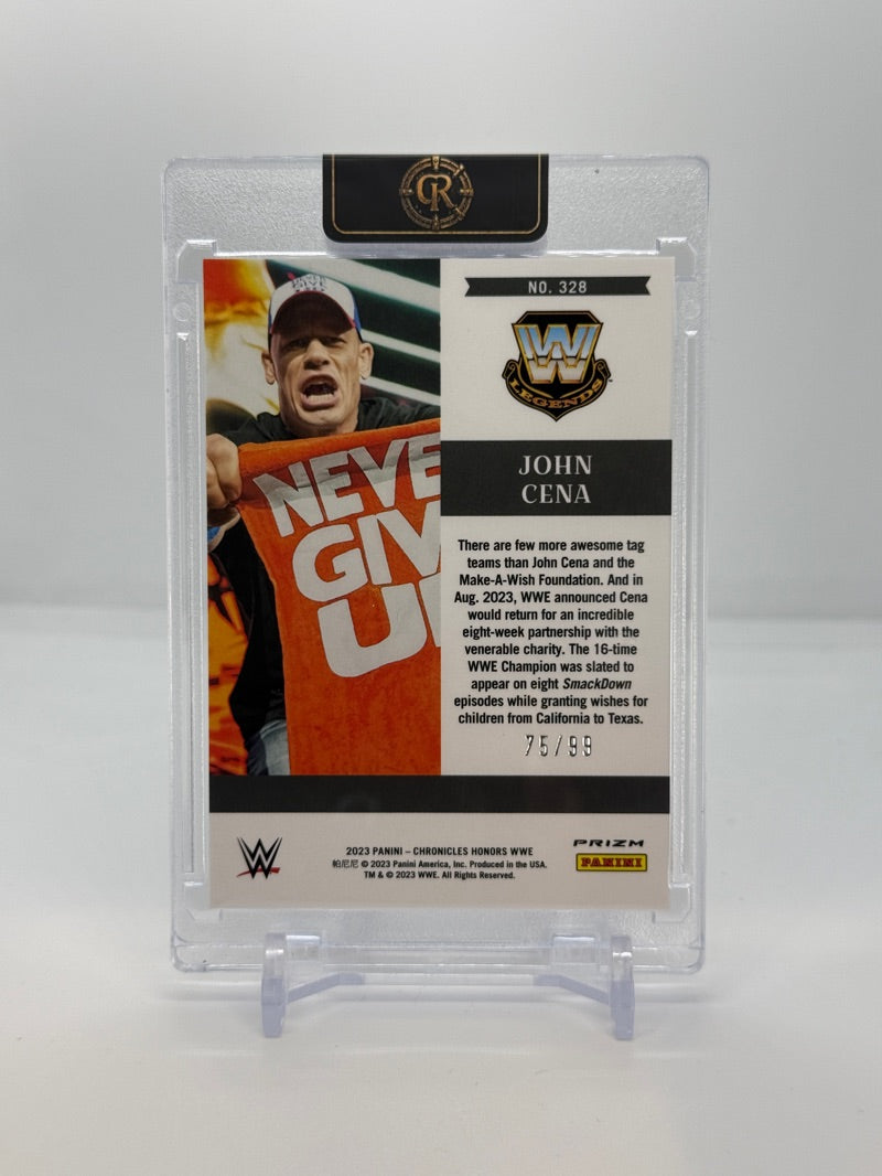 2023 Panini Chronicles WWE John Cena #328 - Honours Blue 75/99 - Raw - back