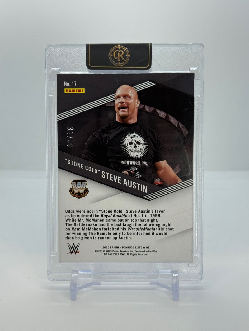 2023 Panini Donruss Elite WWE Stone Cold Steve Austin #22 - Spellbound O Orange /49 - Raw - back
