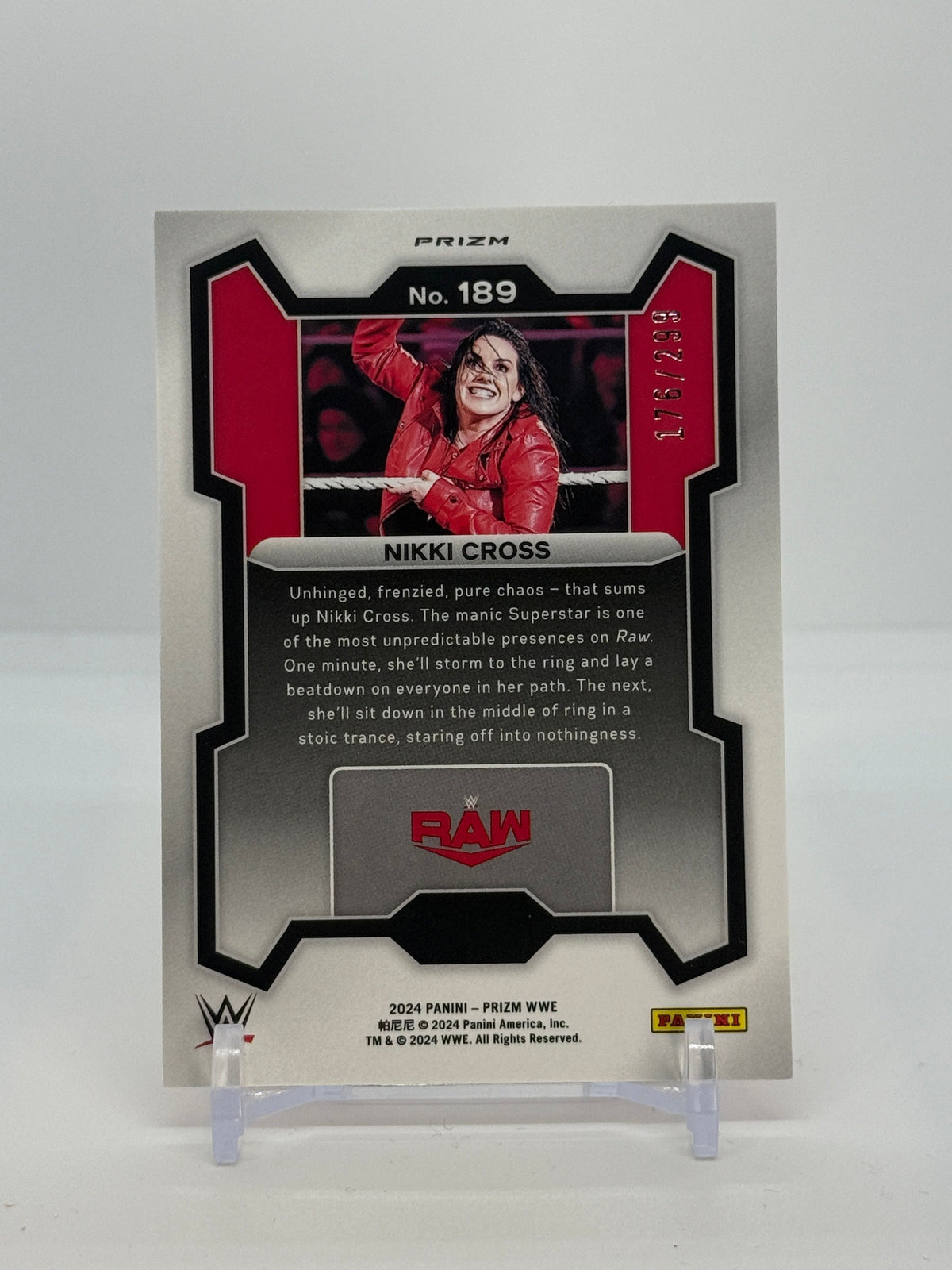 09 2024 Panini Prizm WWE Nikki Cross #189 - Red Prizm 176/299 - 2024 Panini Prizm WWE Nikki Cross #189 Red Prizm 176/299 - back