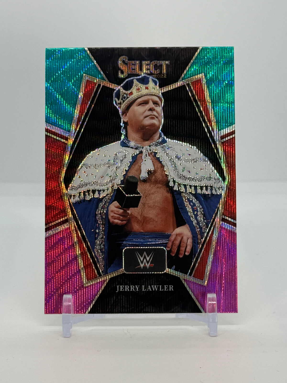 2022 Panini Select WWE Jerry Lawler #193 - Premier Level Tri-Color Wave Prizm - Raw - front