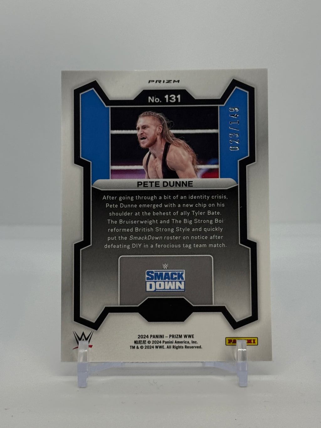 2024 Panini Prizm WWE Pete Dunne #131 - Purple Prizm 023/149 - Raw - back