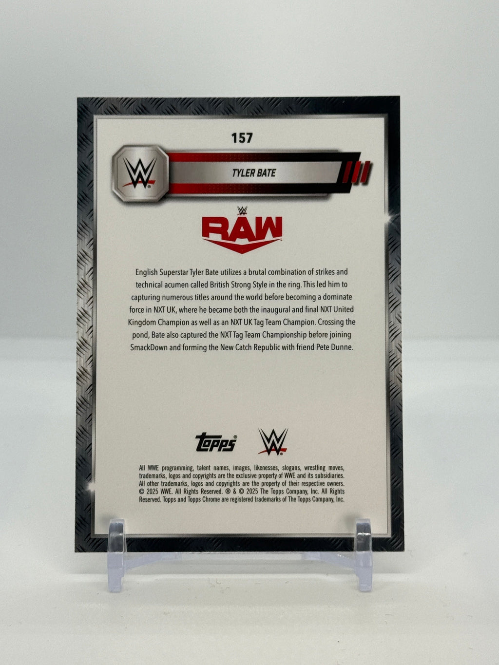 05 2025 Topps Chrome WWE Tyler Bate #157 - Speckle Refractor 204/249 - 2025 Topps Chrome WWE Tyler Bate #157 - Speckle Refractor 204/249 - Raw - back